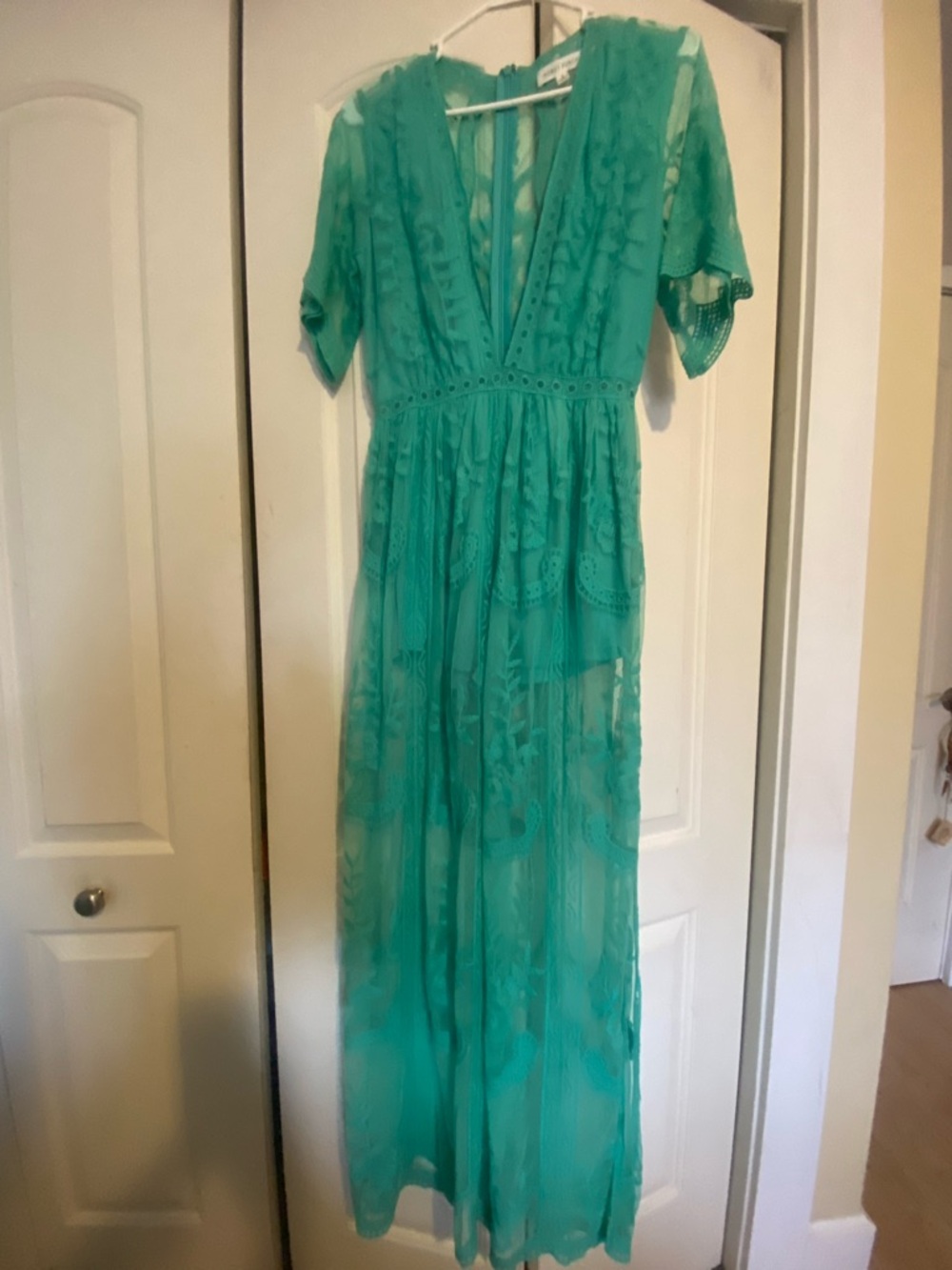 Honey Punch Teal Lace Accent Dress
